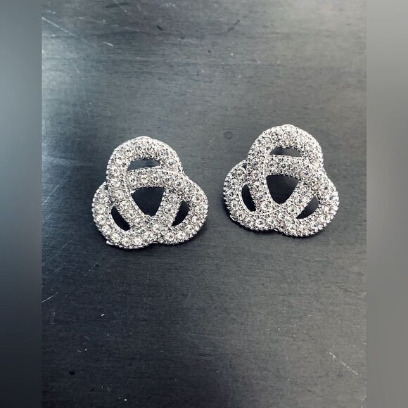 NWT Silver Crystal Infinity Swirl Earrings - Picture 1 of 3